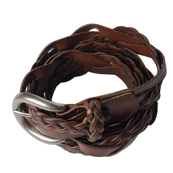 Braided Belt Retro Adjustable Brown Leather Women's 45" SZ XL Classic Western - Picture 2 of 5
